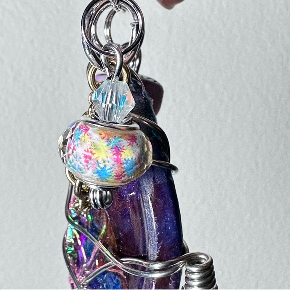 Collage Brooch Artisan Multicolor Wire-Wrapped Pin handmade - Picture 12 of 15